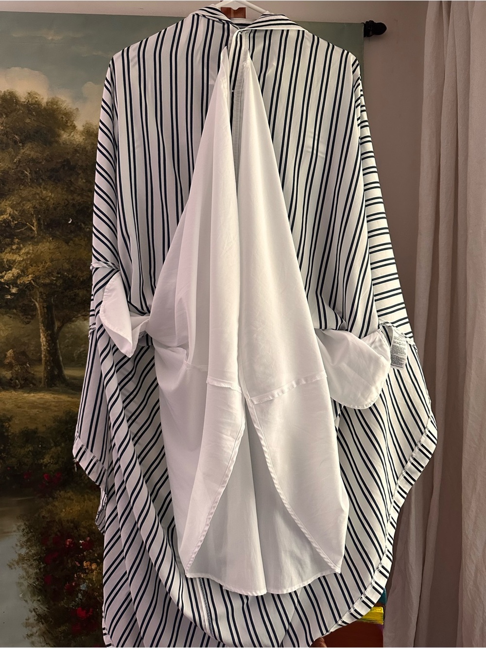 Banana Republic White and Black Vertical Stripe Maxi Shirt Dress - Picture 8 of 8
